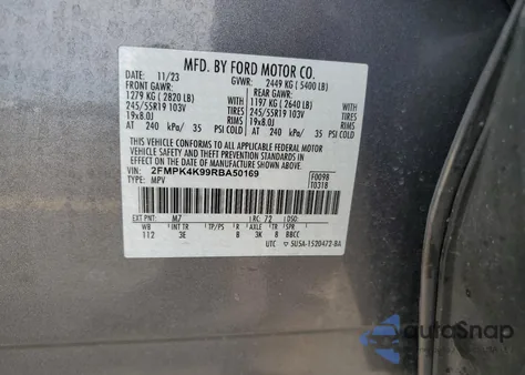 2024 Ford Edge Titanium from USA, damaged, VIN 2FMPK4K99RBA50169